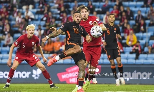 Hà Lan và Na Uy tại vòng loại World Cup 2022. Ảnh: AFP