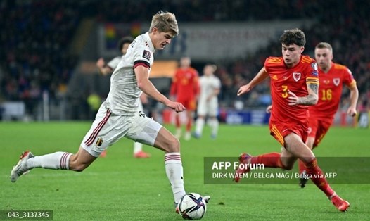 Tuyển Xứ Wales cầm hoà tuyển Bỉ để giành suất play-off với tư cách đội nhì bảng. Ảnh: AFP