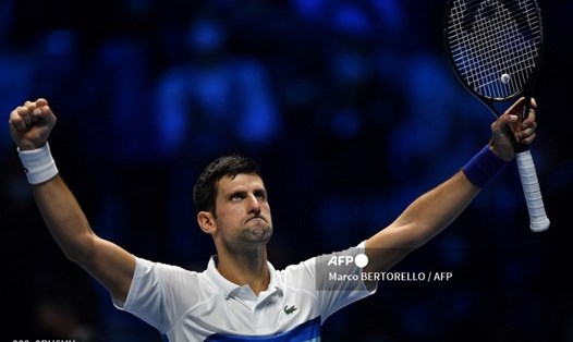 Novak Djokovic lại ngạo nghễ với lần thứ 7 góp mặt tại vòng bán kết ATP Finals. Ảnh: AFP