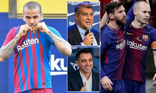 Barcelona có thể chứng kiến sự tái ngộ của "những người muôn năm cũ" trong đội hình bách chiến bách thắng như Xavi Hernandez, Daniel Alves, Andres Iniesta và Lionel Messi. Ảnh: Daily Mail
