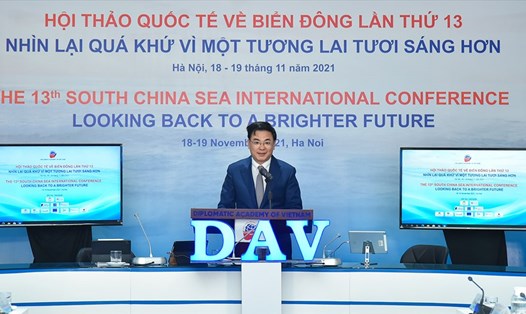Thứ trưởng Ngoại giao Phạm Quang Hiệu phát biểu tại hội thảo quốc tế về Biển Đông lần thứ 13. Ảnh: Bộ Ngoại giao
