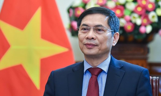 Bộ trưởng Ngoại giao Bùi Thanh Sơn trao đổi với báo giới về việc Việt Nam trúng cử vào Hội đồng Chấp hành UNESCO. Ảnh: BNG