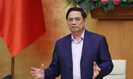 Thủ tướng Phạm Minh Chính phát biểu kết luận tại cuộc họp. Ảnh Dương Giang