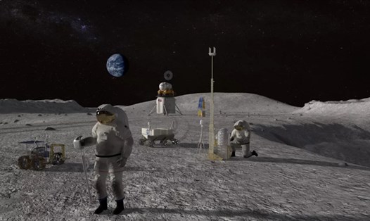 Minh họa về sự hiện diện của con người trên Mặt trăng. Ảnh: NASA