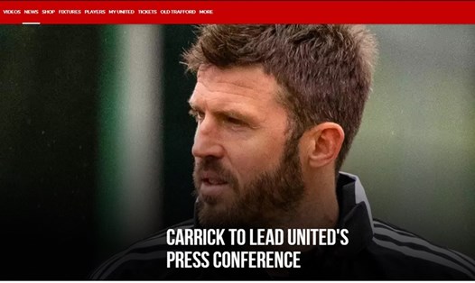 Michael Carrick sẽ tham gia buổi họp báo đầu tiên tại Man United trong vai trò huấn luyện viên tạm quyền. Ảnh: ManUtd