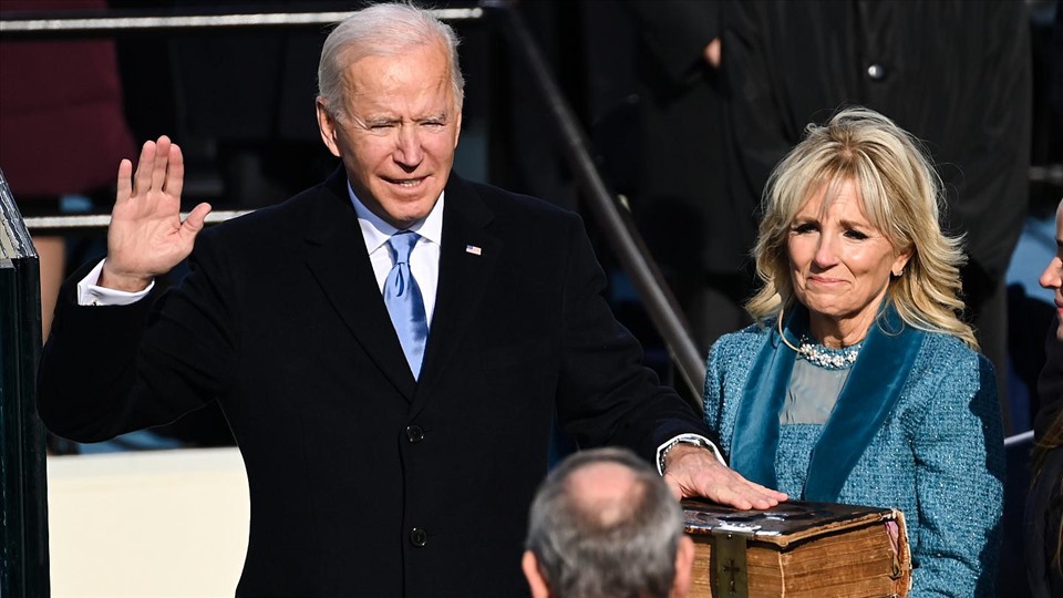 Tổng thống Joe Biden tuyên thệ nhậm chức ngày 20.1.2021. Ảnh: AFP