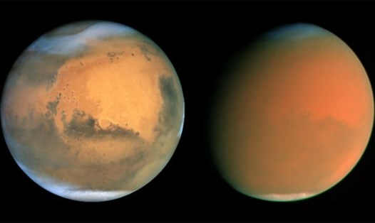 So với Trái đất, sao Hỏa có từ trường rất yếu. Ảnh: NASA Hubble/Wiki