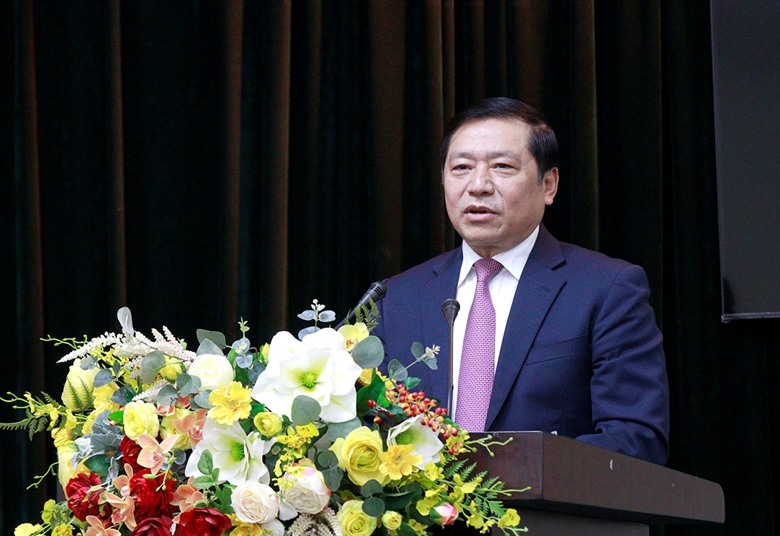 Bí thư Đảng uỷ Cơ quan Ban Tuyên giáo Trung ương Lại Xuân Môn phát biểu nhận nhiệm vụ. Ảnh: Phạm Cường