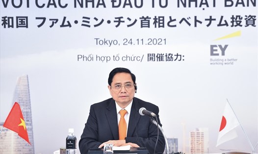 Thủ tướng Phạm Minh Chính đối thoại với các nhà đầu tư hàng đầu Nhật Bản. Ảnh: VGP