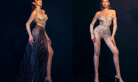 Đầm dạ hội của Thuỳ Tiên tại Miss Grand International 2021 có thiết kế độc đáo. Ảnh: NVCC