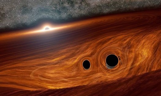 Hình ảnh 2 hố đen hợp nhất. Ảnh: Caltech/R. Hurt (IPAC)