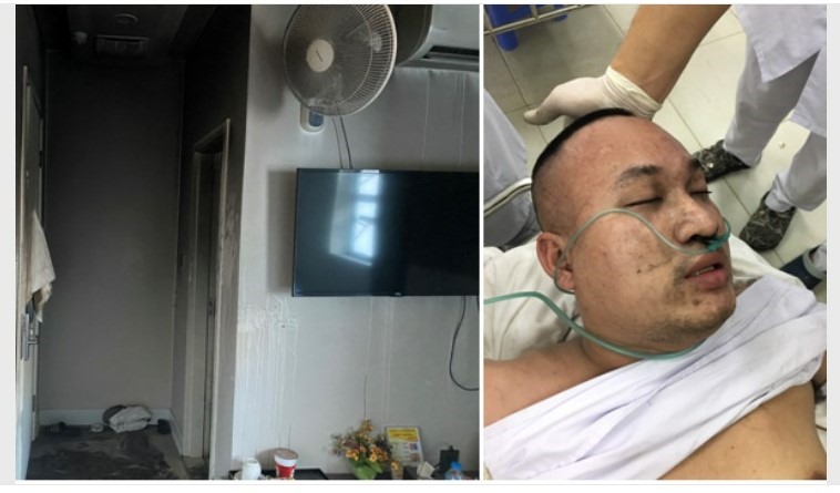 Hiện trường và người bị thương. Ảnh: Công an TP.Hải Phòng