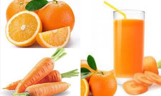 Nước detox cam và cà rốt giàu chất chống oxy hóa, giúp giải độc. Đồ họa: Thanh Ngọc