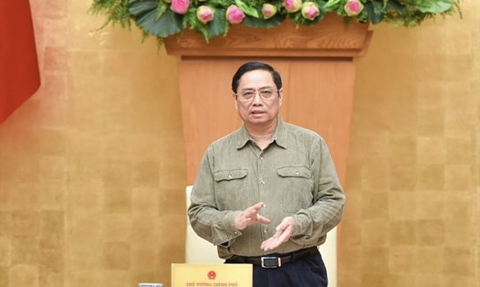 Thủ tướng Chính phủ Phạm Minh Chính phát biểu tại phiên họp thường kỳ Chính phủ tháng 10. Ảnh Nhật Bắc