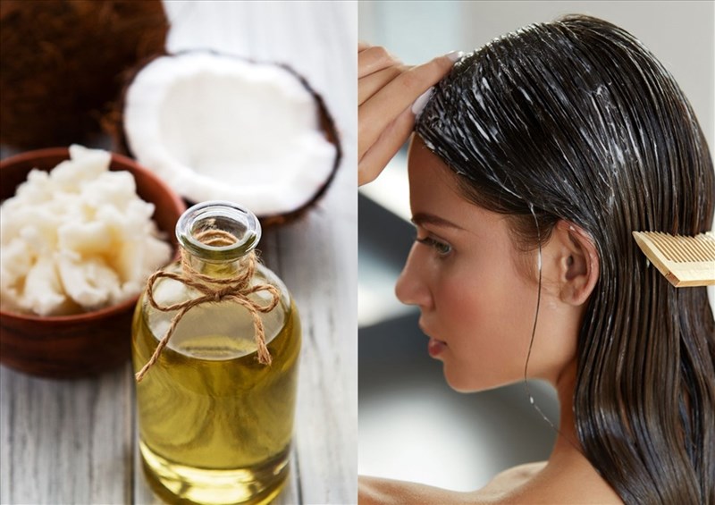 Bước 2 trong quy trình sử dụng dầu dừa lên tóc là gì?
