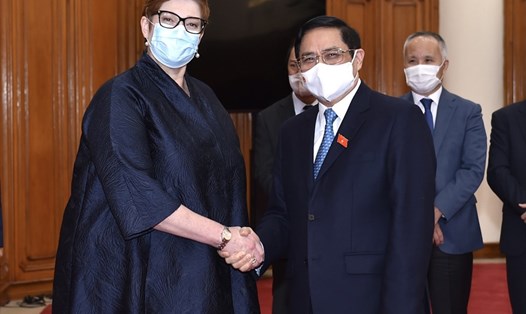 Thủ tướng Phạm Minh Chính tiếp xã giao Bộ trưởng Ngoại giao Australia Marise Payne đang có chuyến thăm Việt Nam. Ảnh: VGP