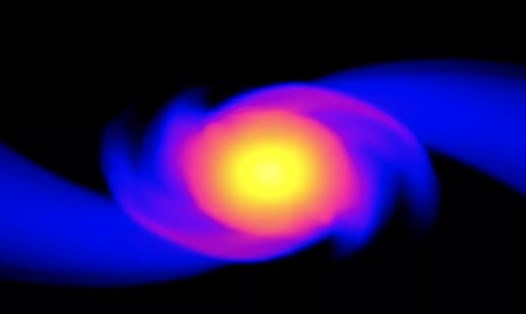 Mô phỏng 8 ngôi sao đi ngang qua một hố đen và chỉ có 4 ngôi sao may mắn sống sót. Ảnh: NASA