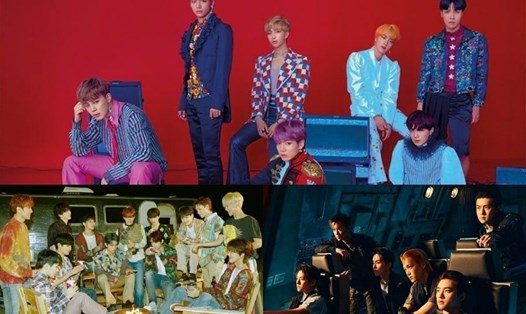 BTS, Seventeen, EXO là 3 nhóm nam được yêu thích nhất tháng 12. Ảnh: Poster.