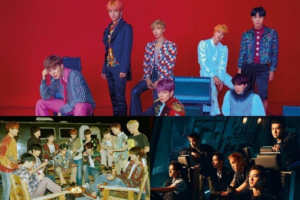 BTS, Seventeen, EXO là 3 nhóm nam được yêu thích nhất tháng 12. Ảnh: Poster. BTS, Seventeen, EXO là 3 nhóm nam được yêu thích nhất tháng 12. Ảnh: Poster.