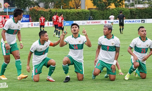 Tuyển Indonesia có chiến thắng đậm trước tuyển Lào trước trận gặp tuyển Việt Nam. Ảnh: PSSI