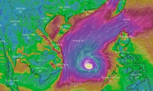 Dự báo từ ngày 17 - 20.12, một cơn bão sẽ tiến vào Biển Đông. Ảnh: WINDY.