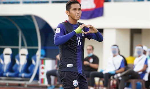 Tuyển Campuchia của ngôi sao Chan Vathanaka tự tin hướng đến trận gặp tuyển Việt Nam. Ảnh: AFF