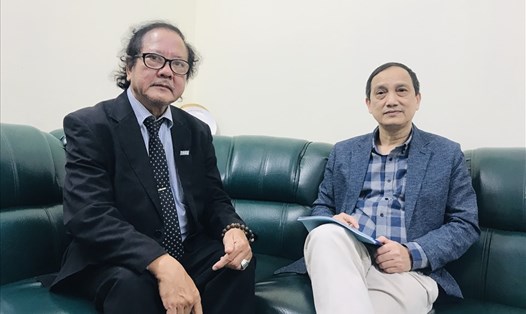 Chủ tịch Hội Điện ảnh Đỗ Lệnh Hùng Tú (trái) và Phó Chủ tịch Thường trực Nguyễn Văn Tân.
