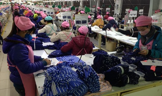 Nữ công nhân trong một doanh nghiệp may tại tỉnh Tuyên Quang. Ảnh: Hà Anh