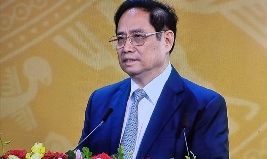 Thủ tướng Chính phủ Phạm Minh Chính phát biểu tại Lễ kỷ niệm 30 năm thành lập tỉnh Bà Rịa - Vũng Tàu. Ảnh: T.A