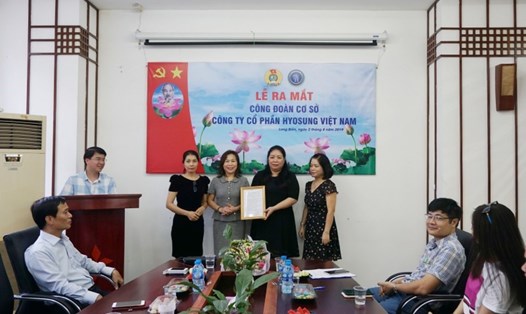 Lễ ra mắt Công đoàn cơ sở Công ty cổ phần Hyosung Việt Nam năm 2019. Ảnh: CĐH