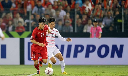 Tiến Linh từng ghi 1 bàn giúp tuyển Việt Nam thắng Campuchia 3-0 tại AFF Cup 2018. Ảnh: AFF