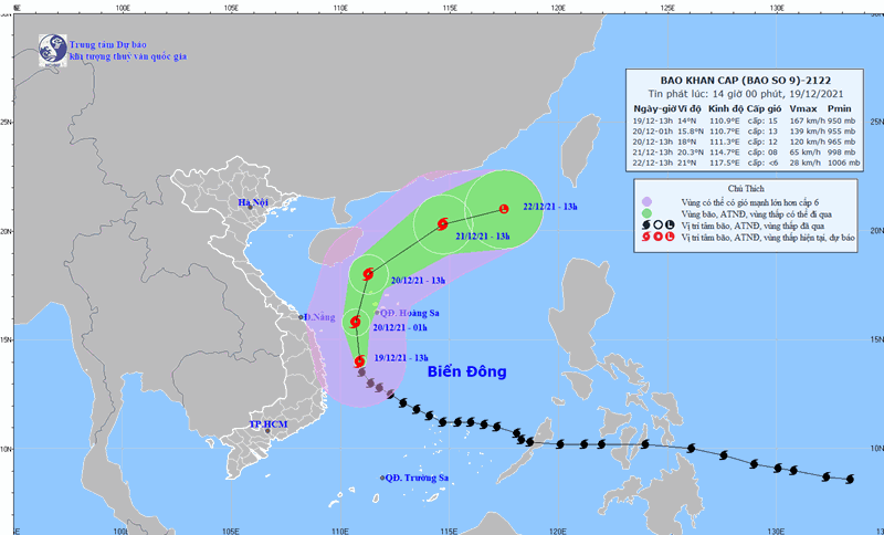 Tin bão mới nhất: Bão số 9 Rai gây mưa lớn ở Quảng Nam đến Khánh Hòa