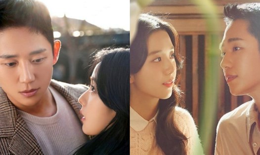 Điểm giống nhau trong các bức ảnh của Jung Hae In và Jisoo (BlackPink). Ảnh: NSX, Poster phim.