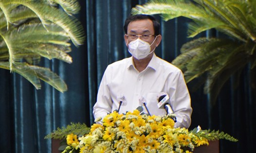 Bí thư Thành ủy TPHCM Nguyễn Văn Nên phát biểu bế mạc hội nghị.  Ảnh: Minh Quân
