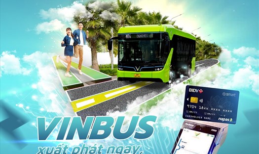 Hành khách có thể sử dụng thẻ BIDV NAPAS có gắn chip (Thẻ ghi nợ nội địa BIDV Smart) để thanh toán không tiếp xúc khi mua vé Vinbus.