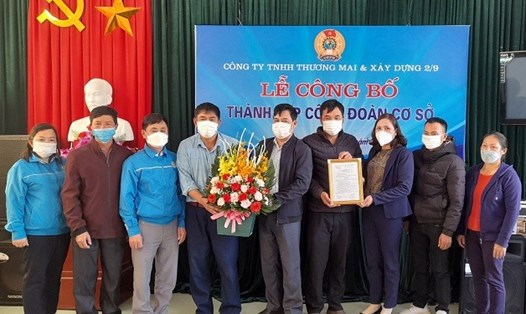 LĐLĐ huyện Hòa An (tỉnh Cao Bằng) tổ chức Lễ ra mắt Công đoàn cơ sở Công ty TNHH Thương mại và dịch vụ 2.9. Ảnh: CĐCC