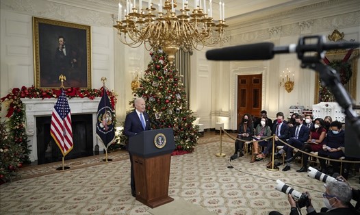 Tổng thống Mỹ Joe Biden công bố kế hoạch ứng phó với biến thể Omicron. Ảnh: AFP