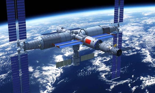 Hình minh hoạ về trạm vũ trụ Trung Quốc đã được lắp ráp hoàn chỉnh. Ảnh: UN Office for Outer Space Affairs/China Manned Space Engineering Office