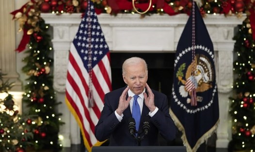 Tổng thống Mỹ Joe Biden phát biểu trước lễ Giáng sinh. Ảnh: AFP
