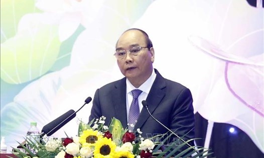 Chủ tịch nước Nguyễn Xuân Phúc phát biểu tại Đại hội đại biểu Luật sư toàn quốc lần thứ 3. Ảnh: TTXVN