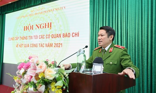 Đồng chí Thiếu tướng Nguyễn Văn Viện phát biểu tại hội nghị. Ảnh: Cục Cảnh sát ĐTTP về ma túy