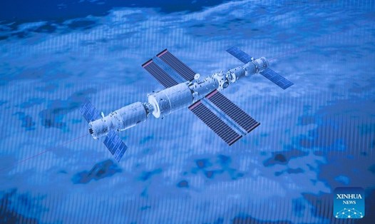 Tàu vũ trụ có người lái Thần Châu 12 của Trung Quốc đã cập bến module lõi trạm vũ trụ Trung Quốc. Ảnh: Tân Hoa Xã