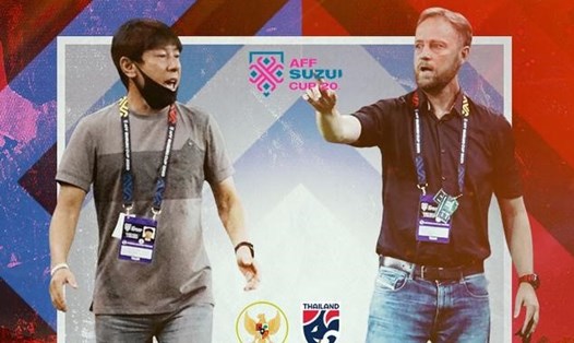 Huấn luyện viên Shin Tae-yong (trái) và Polking sẽ có màn đối đầu thú vị trên băng ghế huấn luyện của tuyển Indonesia và Thái Lan. Ảnh: Bola
