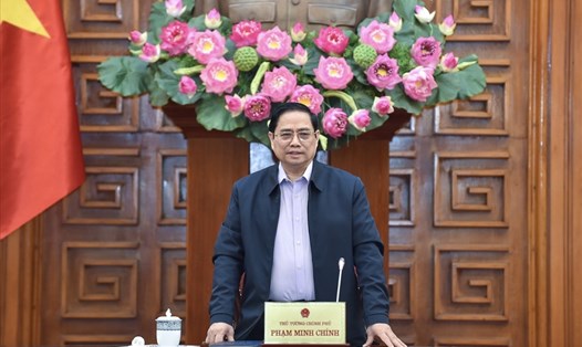 Thủ tướng Phạm Minh Chính làm việc với Đại học Quốc gia Hà Nội. Ảnh: Nhật Bắc