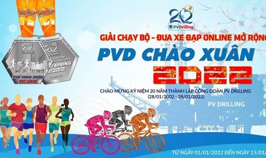 Giải chạy – đua xe đạp online “PVD CHÀO XUÂN 2022” do Công đoàn PV Drilling tổ chức. Ảnh: CĐCT