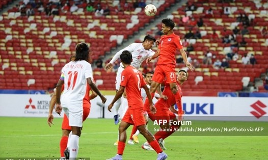Tuyển Singapore có 3 điểm đầu tiên sau chiến thắng trước tuyển Myanmar. Ảnh: AFP