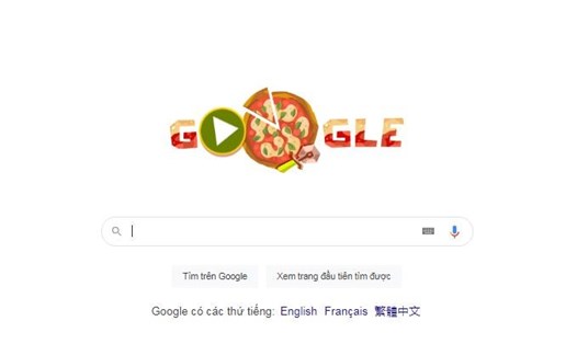 Google Doodle tôn vinh món pizza với trò chơi tương tác. Ảnh chụp màn hình