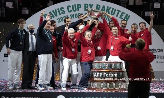 Liên đoàn quần vợt Nga giành chức vô địch Davis Cup 2021 một cách thuyết phục. Ảnh: AFP