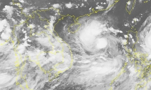 Ảnh vệ tinh bão Côn Sơn trên Biển Đông, ngày 9.9.2021. Ảnh: Trung tâm Dự báo Khí tượng Thủy văn Quốc gia