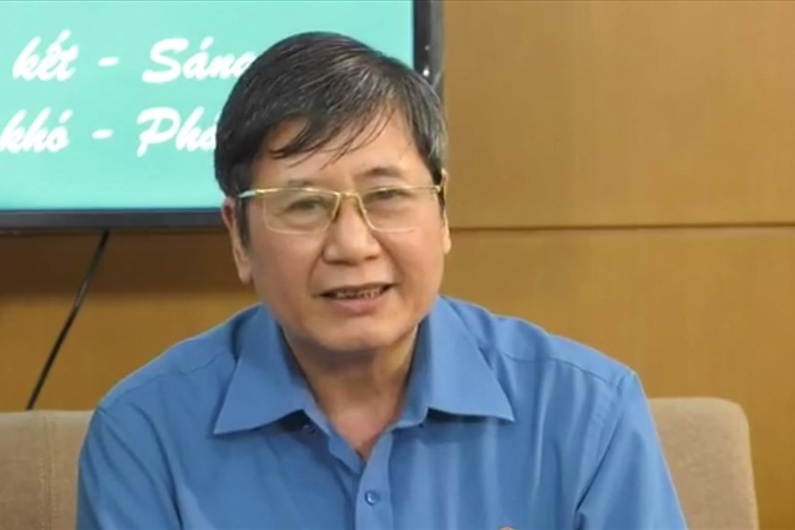 Ông Trần Thanh Hải - Phó Chủ tịch Thường trực Tổng Liên đoàn Lao động Việt Nam - chia sẻ tại buổi toạ đàm. Ảnh: Bảo Hân